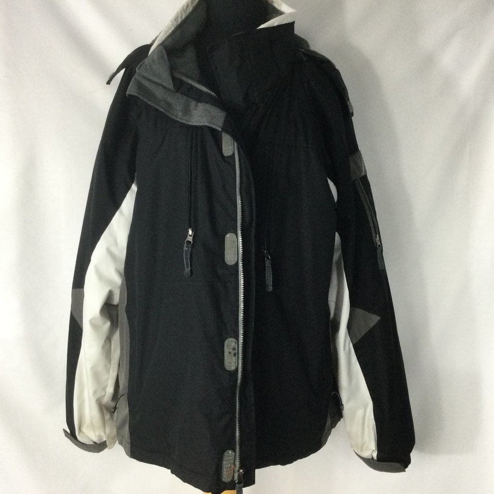 Statements Winter Ski Jacket Men's XXL Black/Grey/White Quilted Lining Hooded